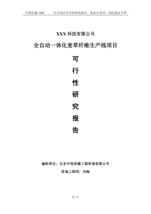 全自动一体化麦草纤维生产线项目可行性研究报告写作模板定制代写.doc