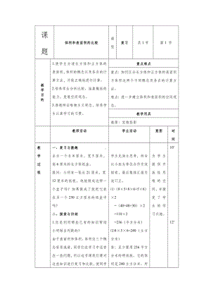 (北京版)五年级数学下册《体积和表面积的比较-》教案.doc