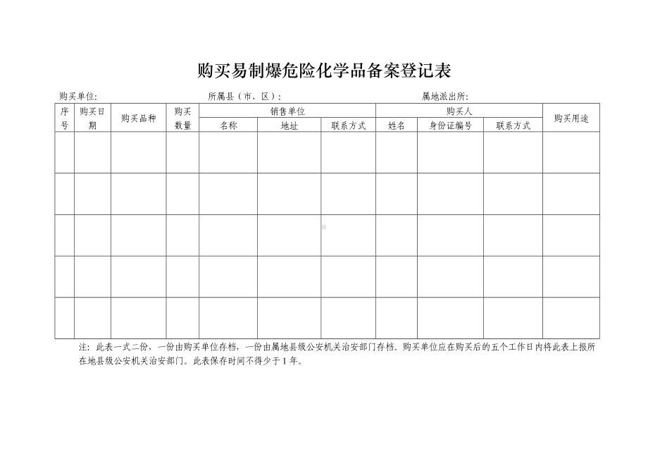 购买易制爆危险化学品备案登记表参考模板范本.doc_第1页