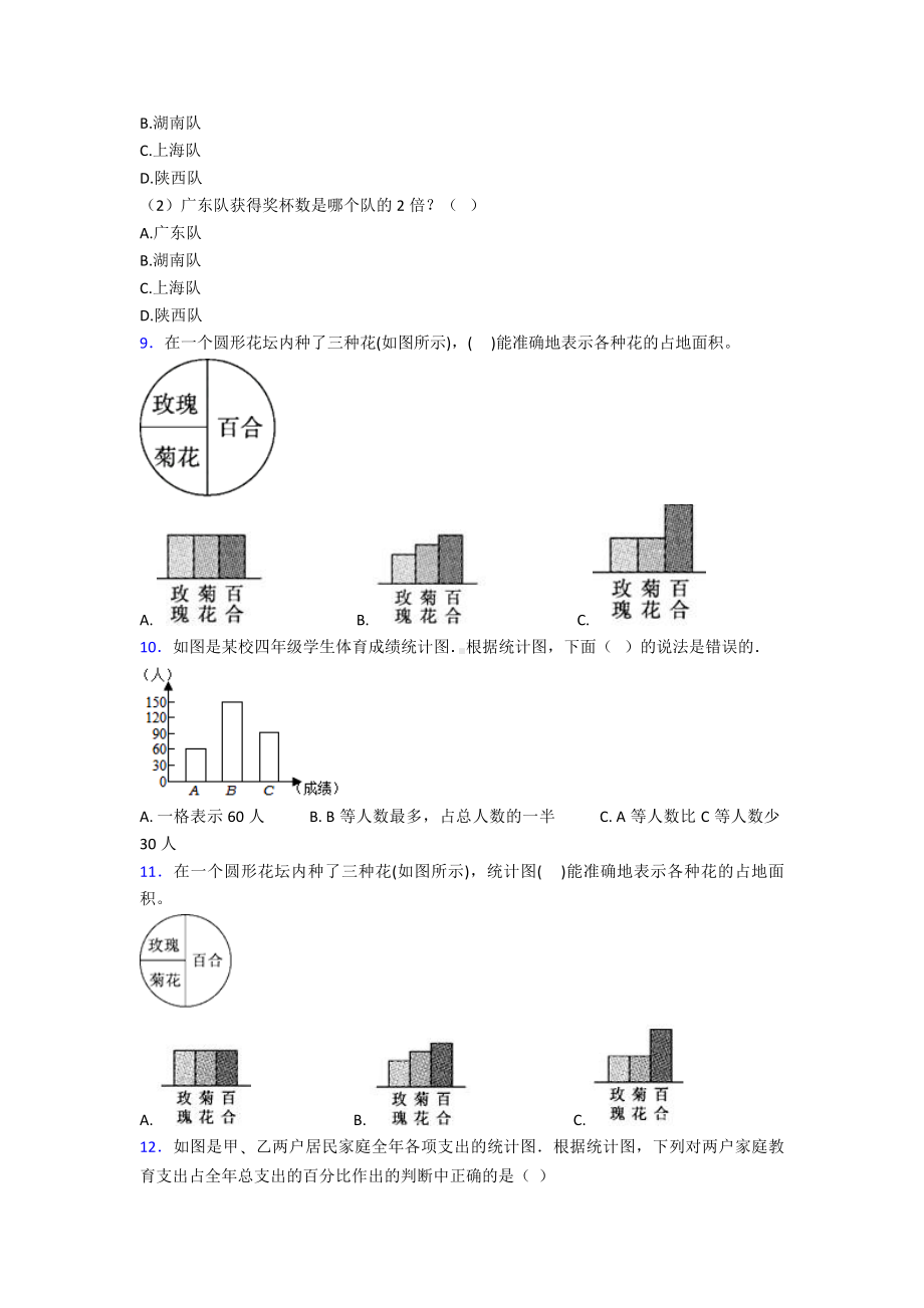 (易错题)小学数学四年级上册第七单元条形统计图-单元检测(答案解析).doc_第3页