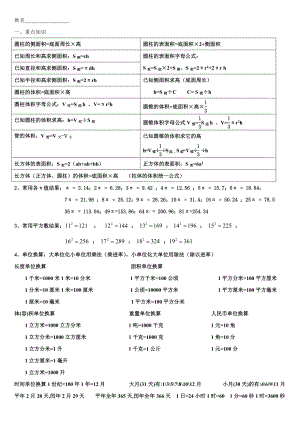 (完整版)小升初圆柱与圆锥练习及其知识点1.doc