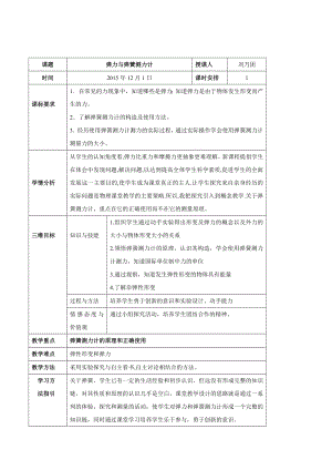 (沪科版)八年级物理全册《6.3弹力与弹簧测力计》教案.doc