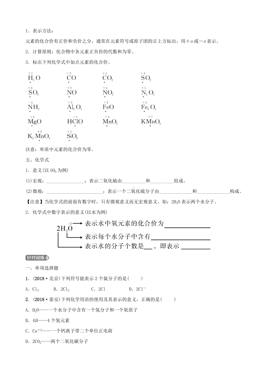 (江西专版)中考化学总复习-要题加练1-化学用语.doc_第3页