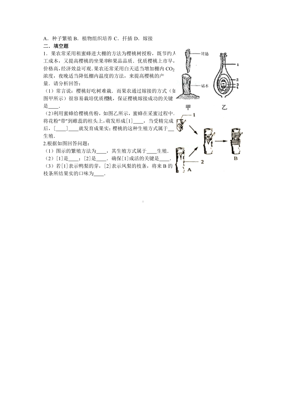 (完整版)第一节植物的生殖练习题.doc_第2页