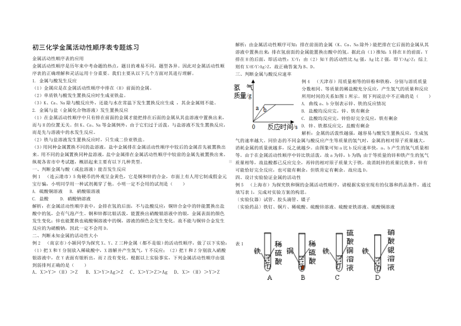 (完整版)金属活动性顺序表专题练习.doc_第1页