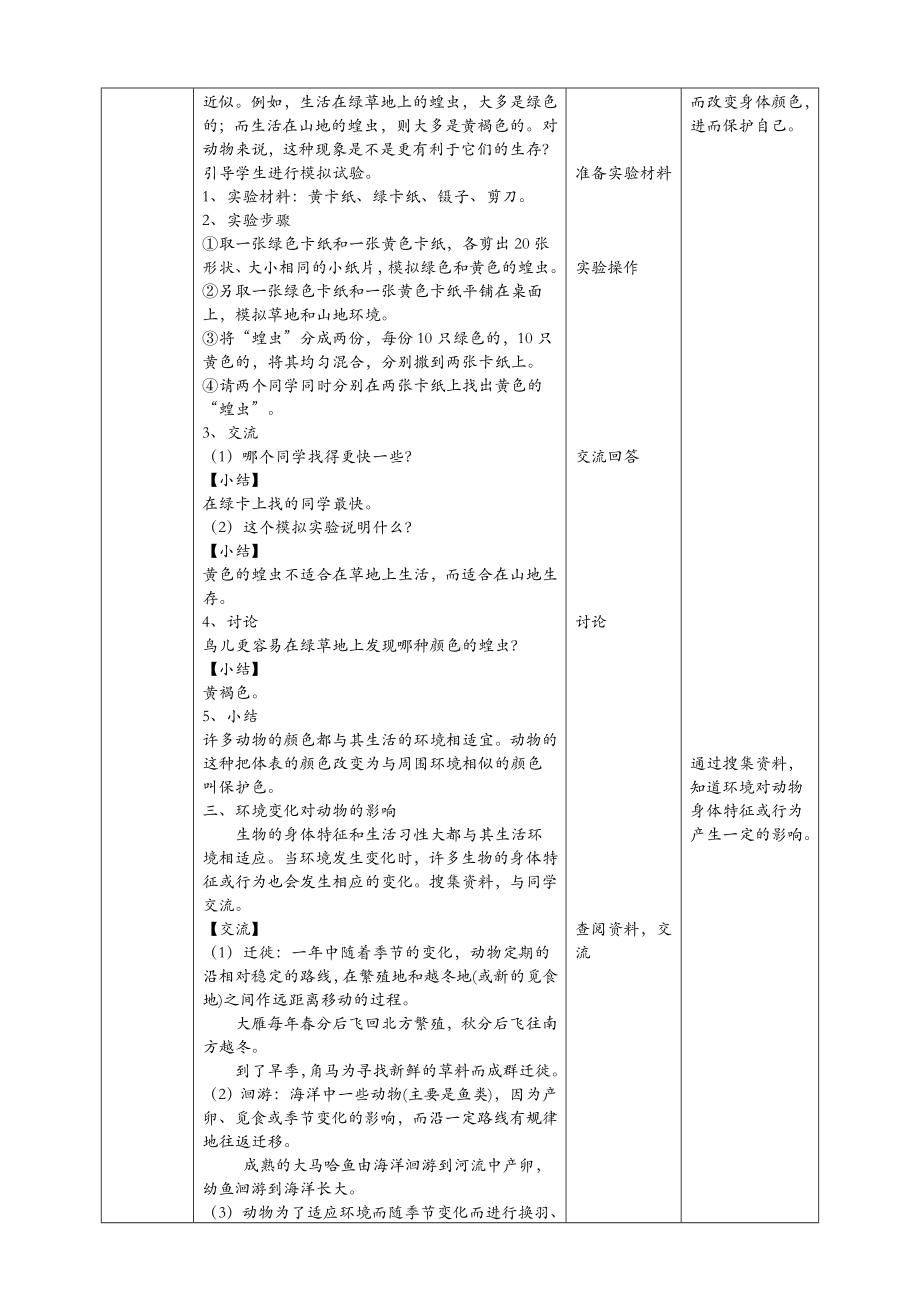 (新教材)粤教粤科版六年级下册科学-3.15-动物对环境的适应-教案(教学设计).doc_第2页