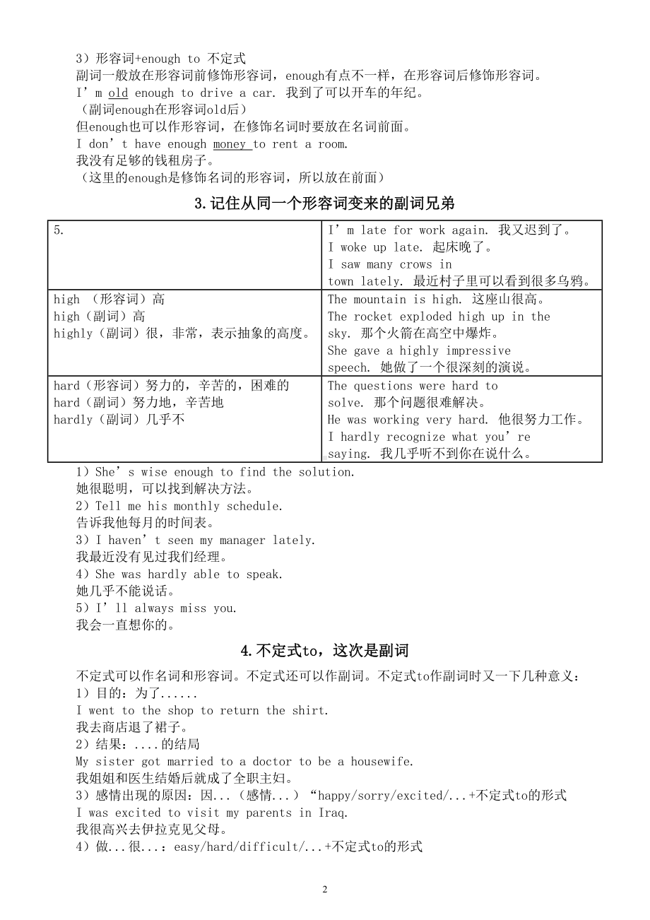 初中英语中考复习用副词修饰动词形容词及其他知识讲解.doc_第2页