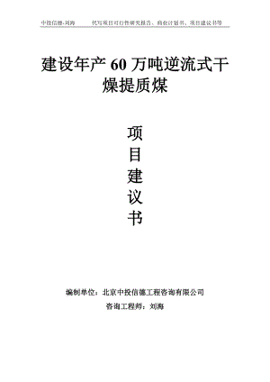 建设年产60万吨逆流式干燥提质煤项目建议书-写作模板.doc