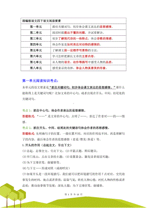 （部）统编版四年级下册《语文》阅读知识点汇总素材.docx