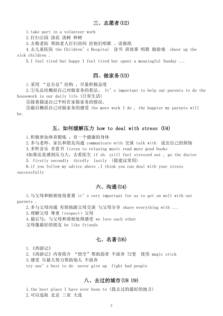 初中英语人教版八年级下册作文押题指导（共10个主题）.doc_第2页