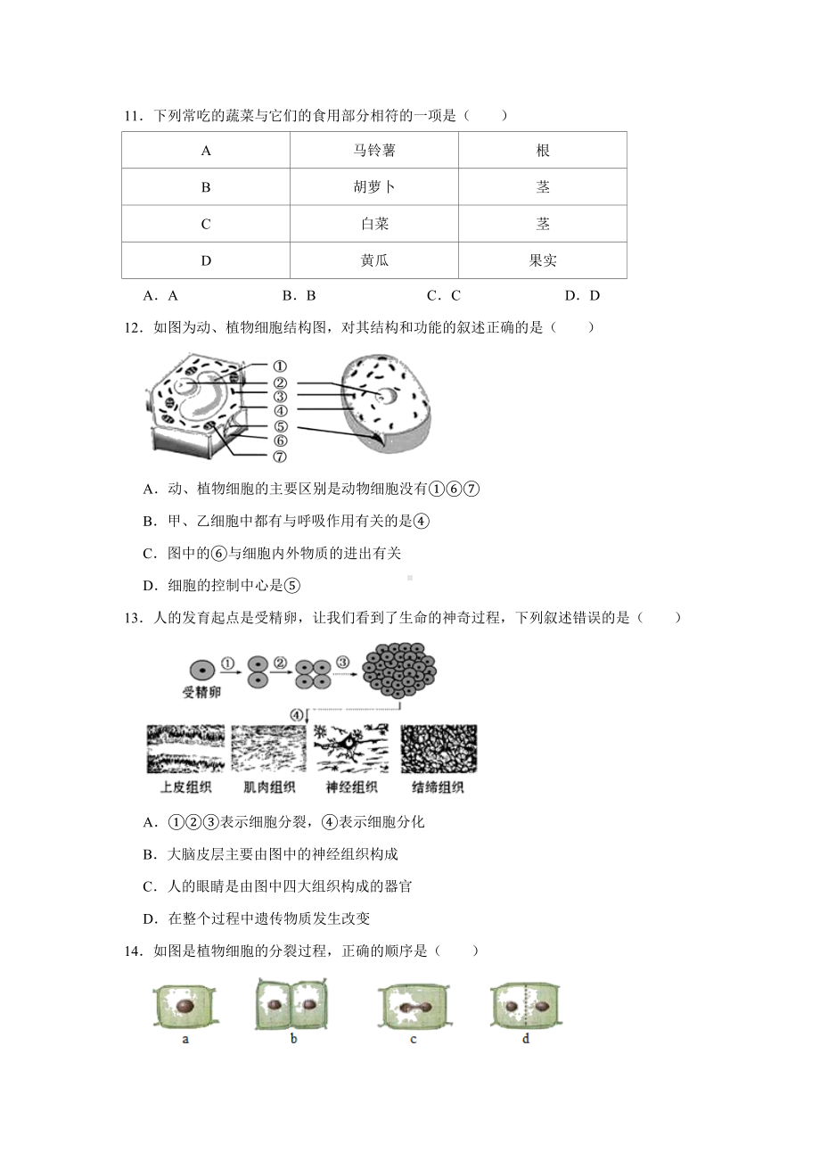 2021初中生物会考复习试卷.doc_第3页