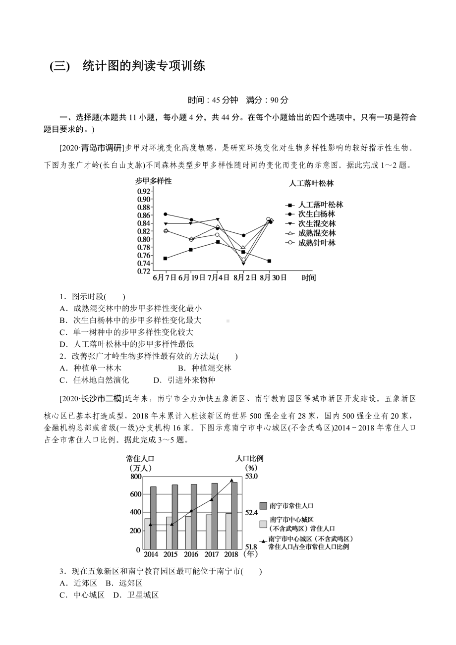 2021届高考地理二轮专题复习专题课时练(三)-统计图的判读专项训练-（全国统考版）.doc_第1页