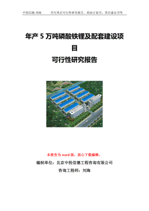 年产5万吨磷酸铁锂及配套建设项目可行性研究报告写作模板立项备案文件.doc