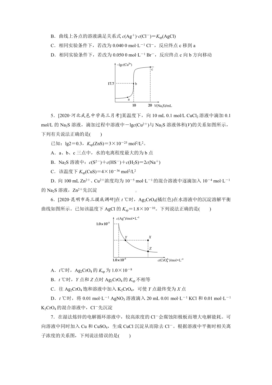 2021届高考化学一轮复习难溶电解质的沉淀溶解平衡高效专练.doc_第2页