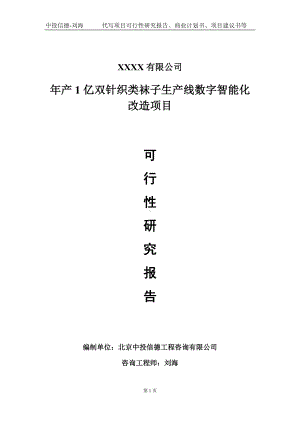 年产1亿双针织类袜子生产线数字智能化改造项目可行性研究报告写作模板-立项备案.doc