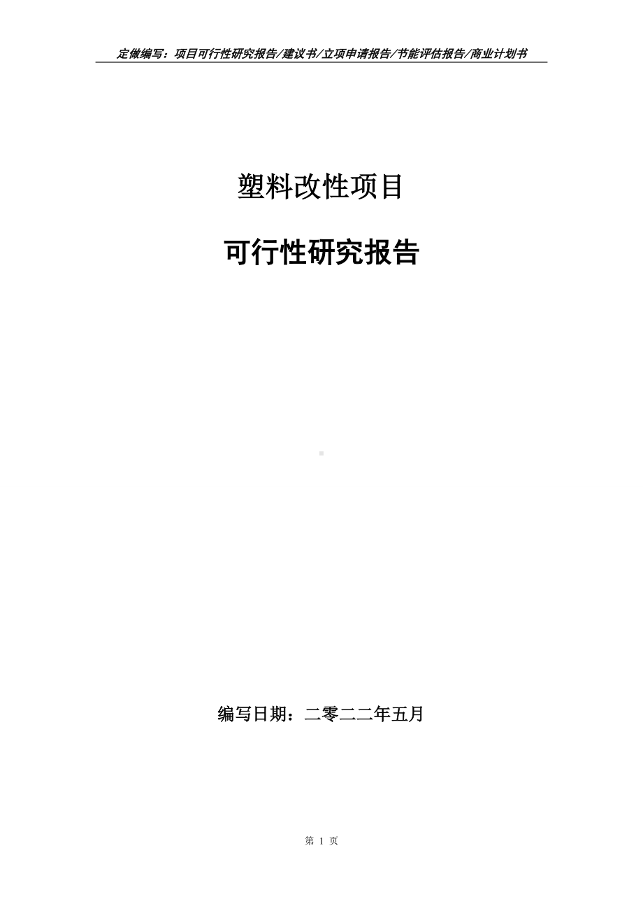 塑料改性项目可行性报告（写作模板）.doc_第1页