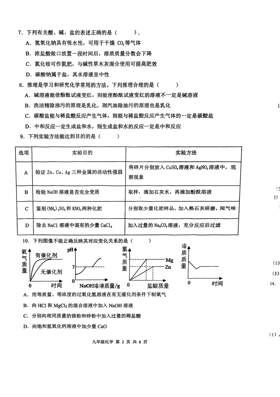 江苏省淮安市淮阴区2022-2023学年九年级下学期期中调研测试化学试卷 - 副本.pdf_第2页