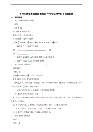 （部）统编版六年级下册《语文》小学诗歌鉴赏真题检测卷（有答案）.docx