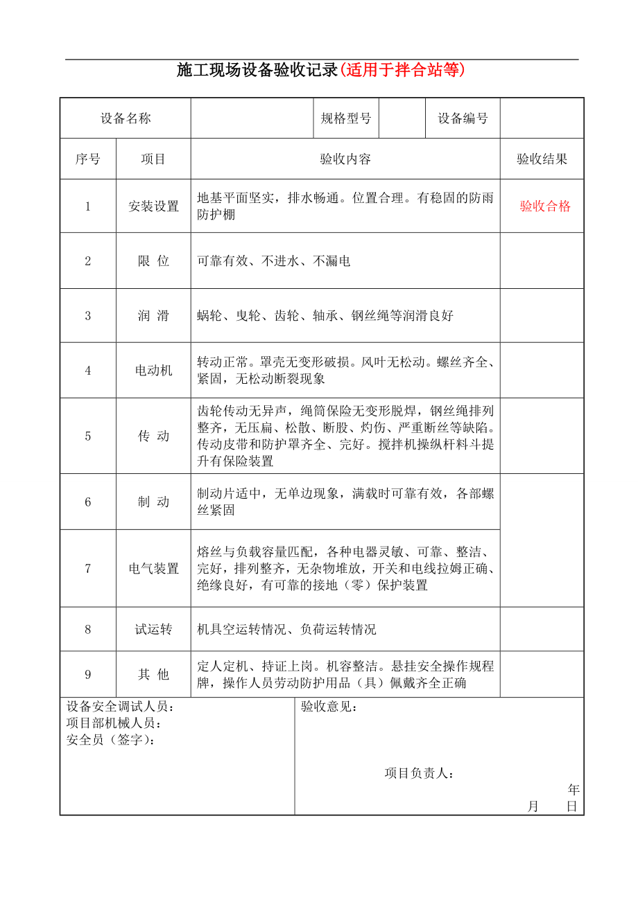 建筑施工中小型施工机具验收记录表参考模板范本.doc_第2页