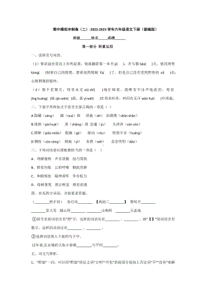 （部）统编版六年级下册《语文》期中模拟冲刺卷（二）（有答案）.docx