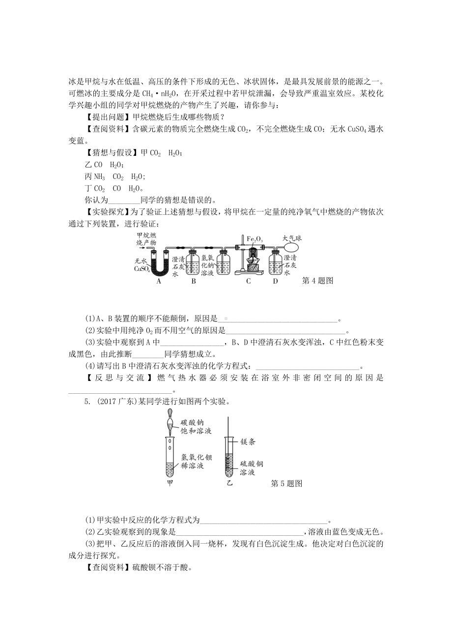 -湖南省长沙市中考化学复习第二部分重点专题突破专题五实验探究专题集训.doc_第3页