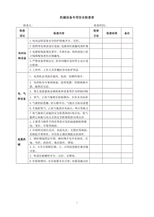 机械设备专项安全检查表参考模板范本.doc