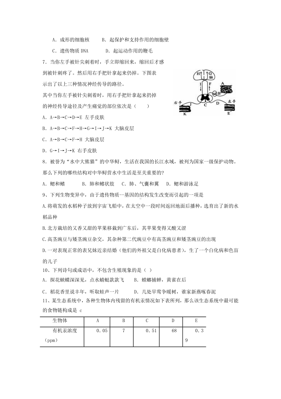 -中考生物结业考试模拟试题-人教新课标版.doc_第2页