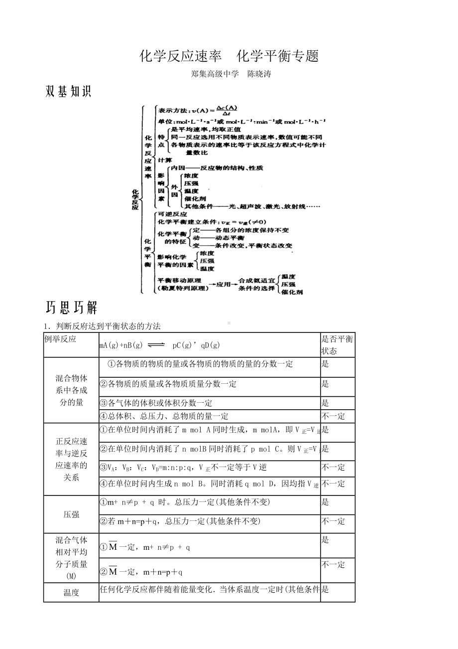 06专题六-化学反应速率化学平衡专题.doc_第1页