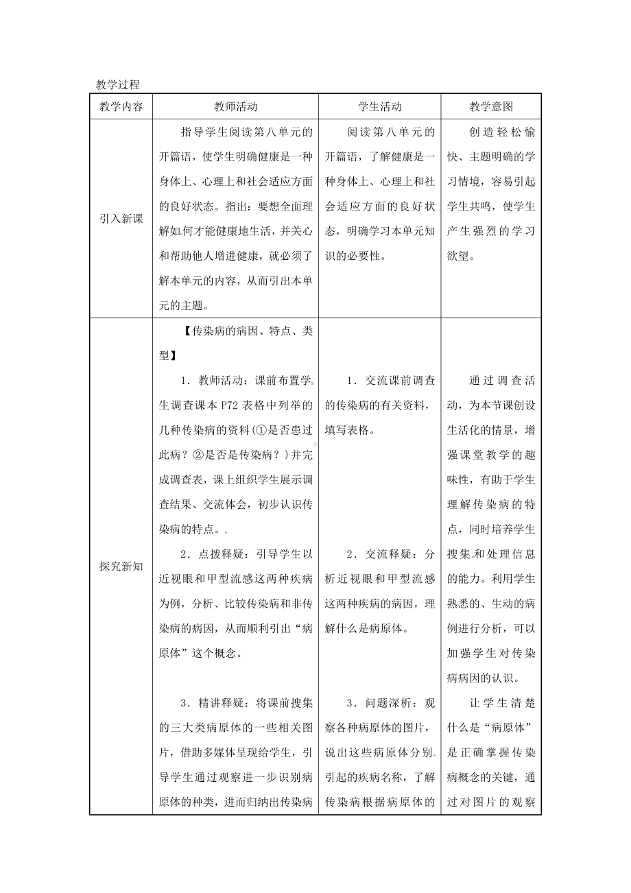 -八年级生物下册-第八单元-第一章-第一节-传染病及其预防教案-(新版)新人教版.doc_第3页