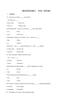 2021中考英语语法专项训练三-代词.docx