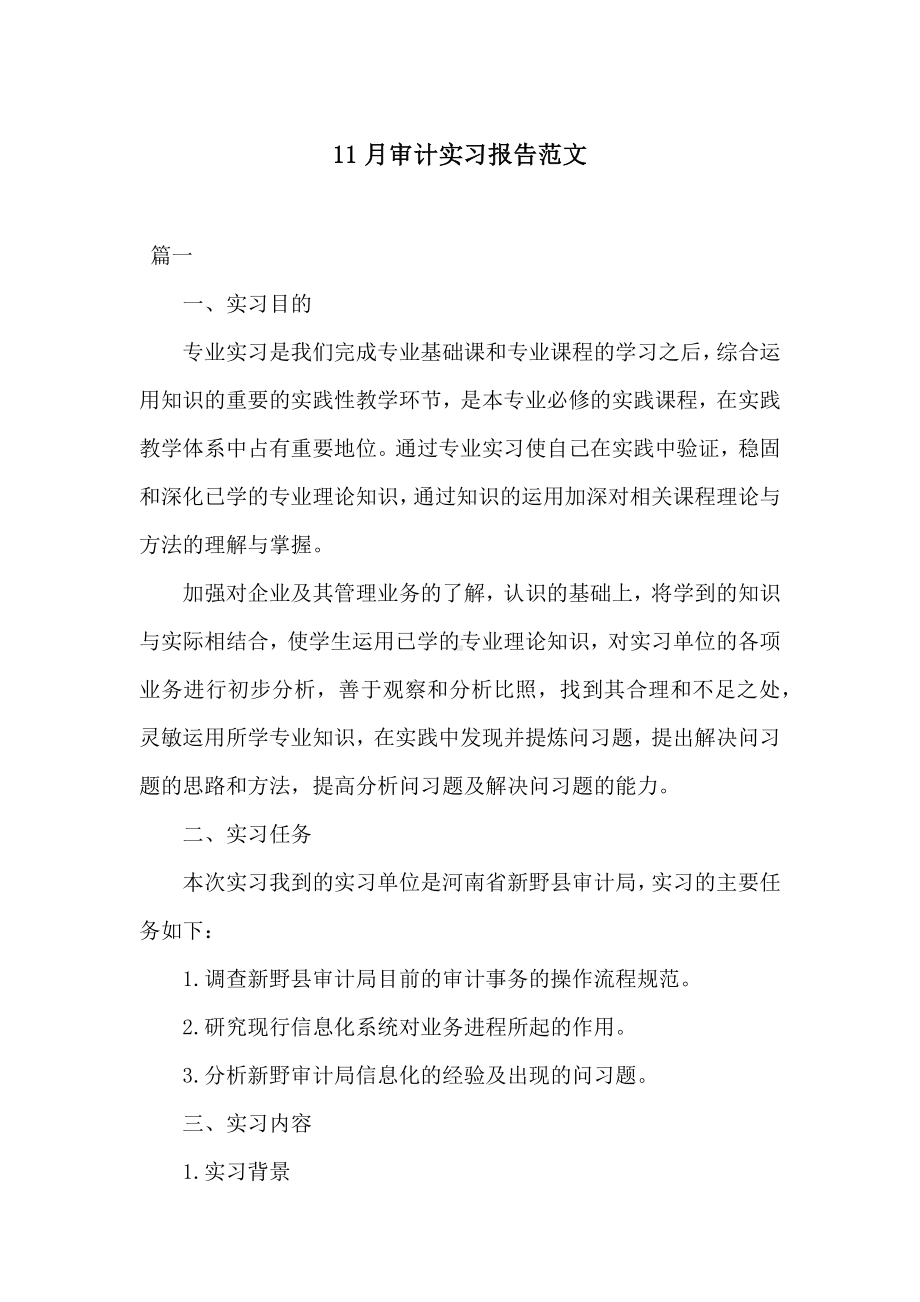 11月审计实习报告范文.docx_第1页