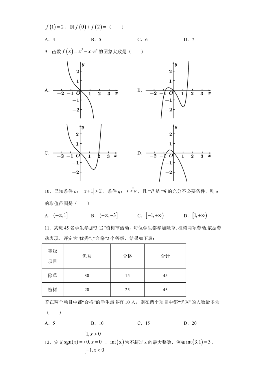 2021-2022学年数学(理科)周练检测题.doc_第2页