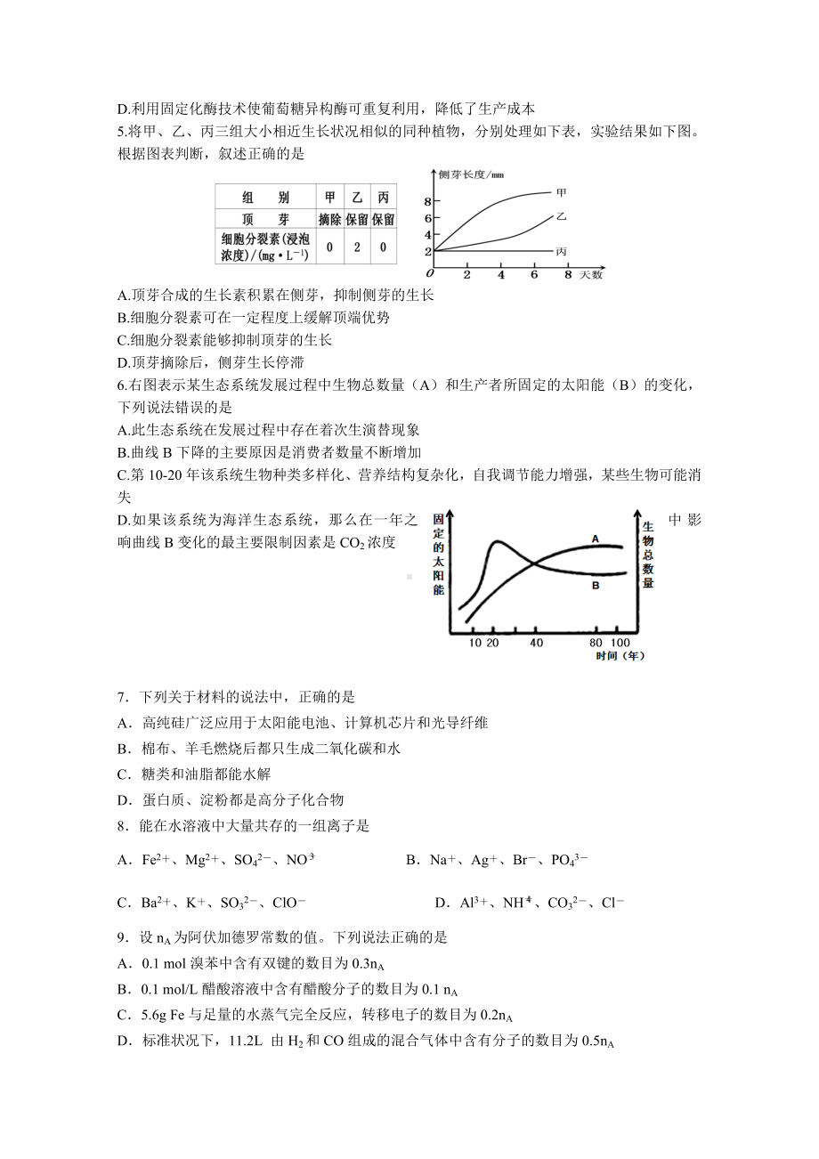 2021-2022年高三第四次联考理综试题-含答案.doc_第2页