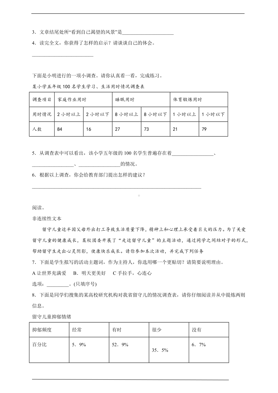 （部）统编版五年级下册《语文》期中课外阅读专项检测卷（含答案）.docx_第2页