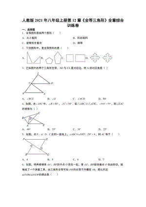 2021-2022学年人教版八年级数学上册--第12章-全等三角形-全章综合训练卷.docx