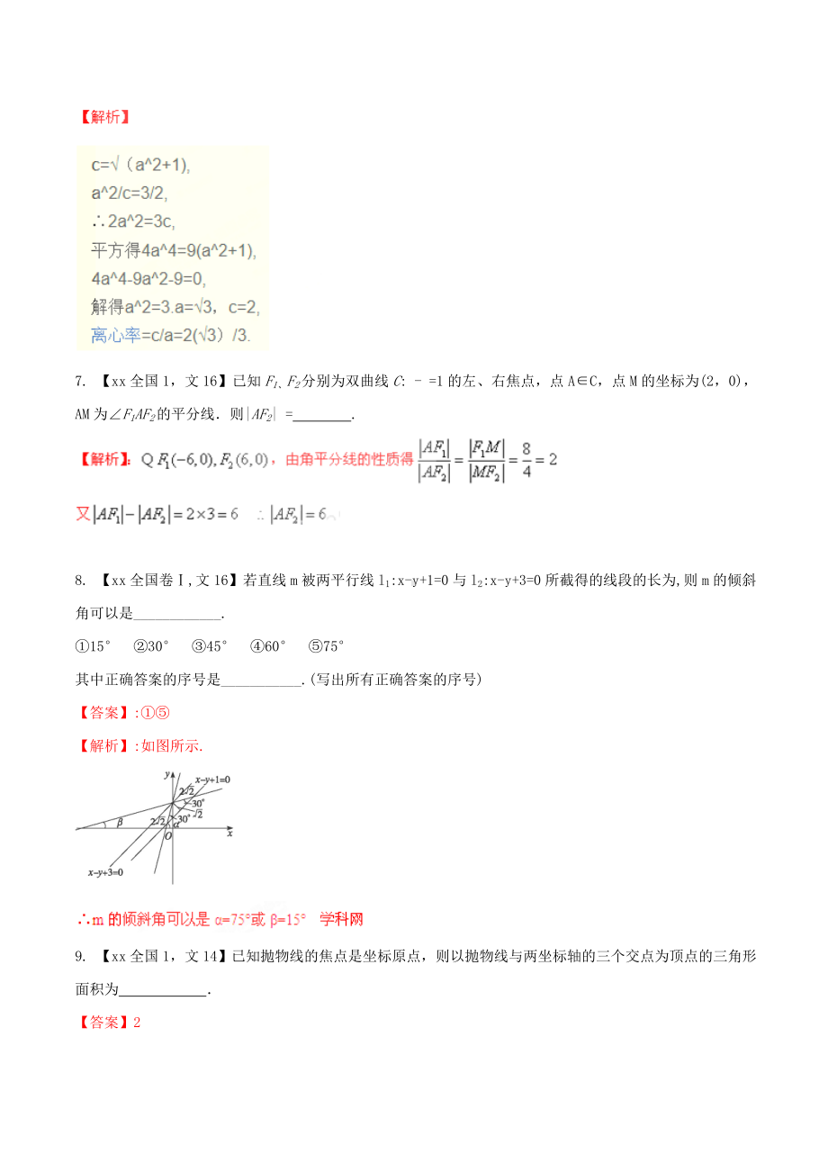 2021-2022年高考数学分项汇编-专题9-圆锥曲线(含解析)文.doc_第3页