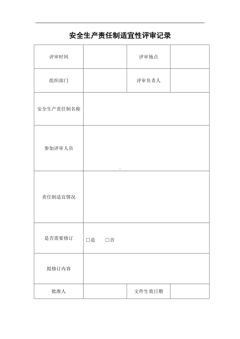 企业安全标准化安全生产责任制适宜性评审记录参考模板范本.doc_第1页