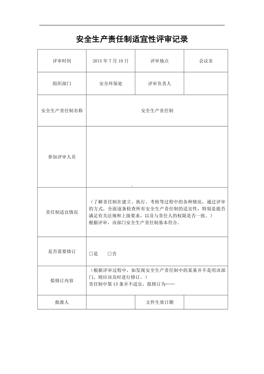 企业安全标准化安全生产责任制适宜性评审记录参考模板范本.doc_第2页