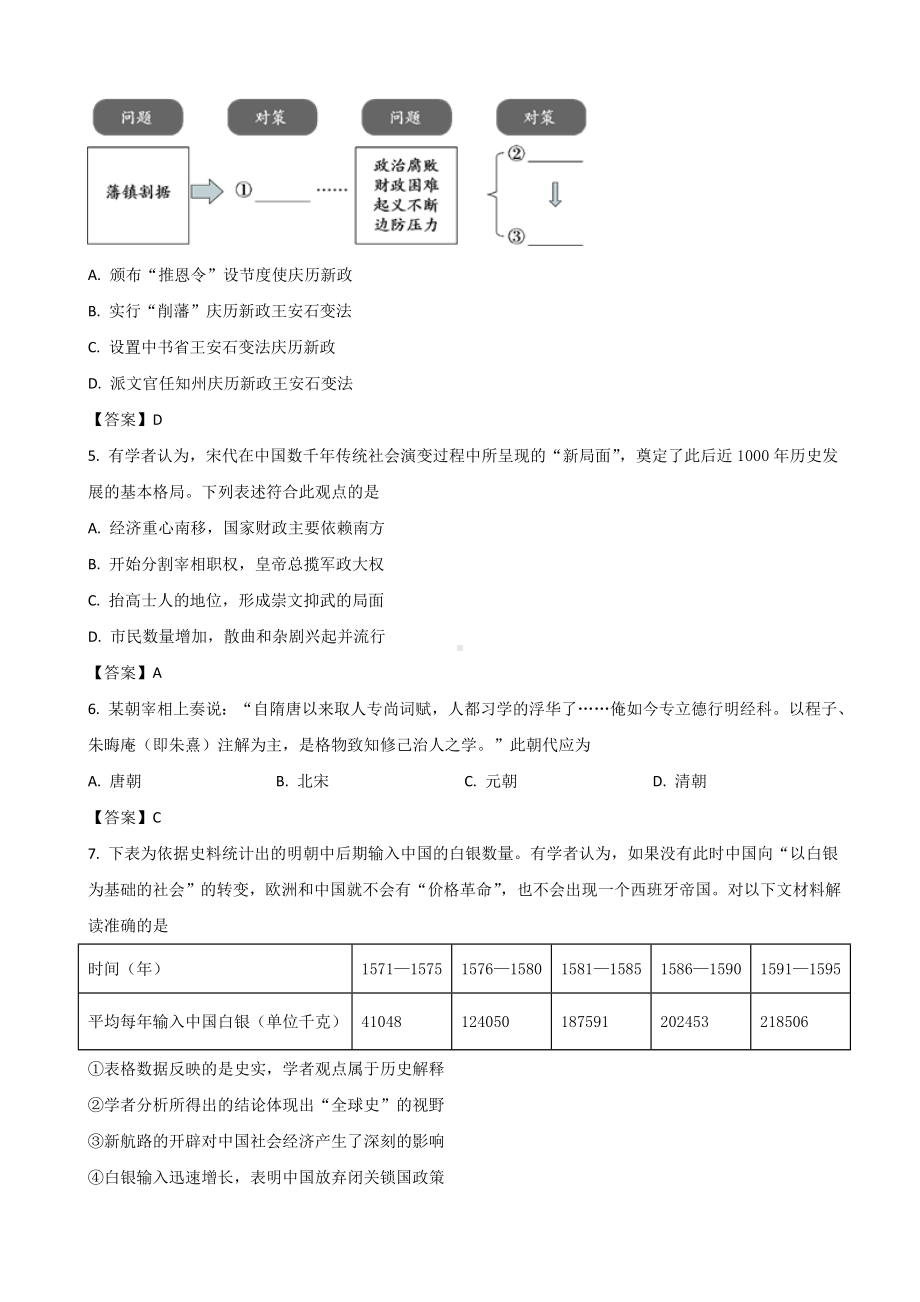 2021届北京市西城区高三上学期期末考试历史试卷.doc_第2页