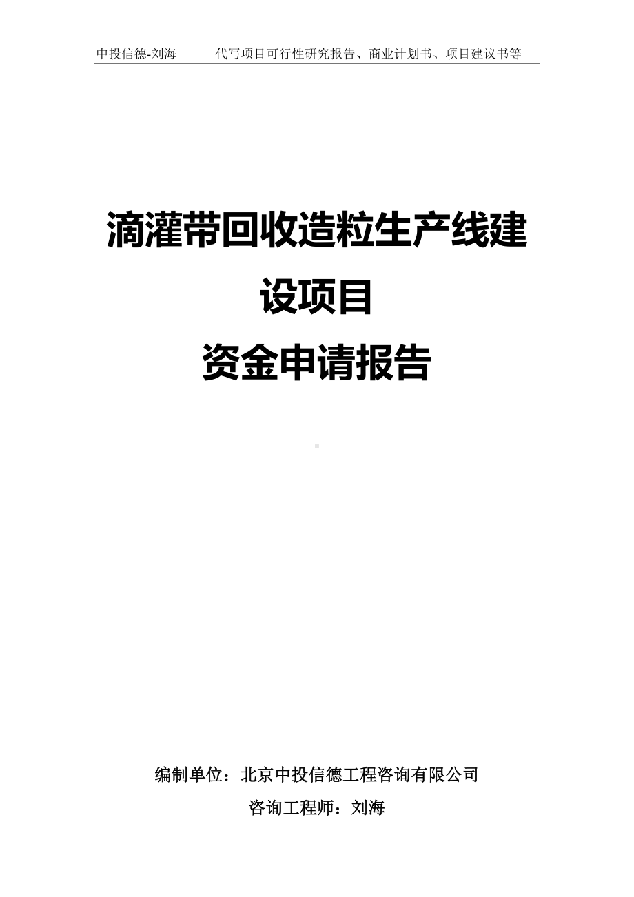 滴灌带回收造粒生产线建设项目资金申请报告写作模板.doc_第1页