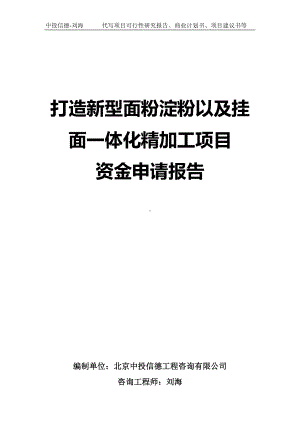 打造新型面粉淀粉以及挂面一体化精加工项目资金申请报告写作模板.doc