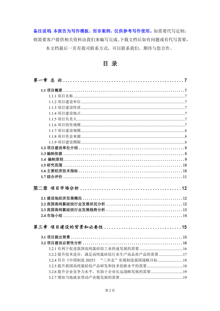 高纯氯硅烷项目资金申请报告模板定制代写.doc_第2页