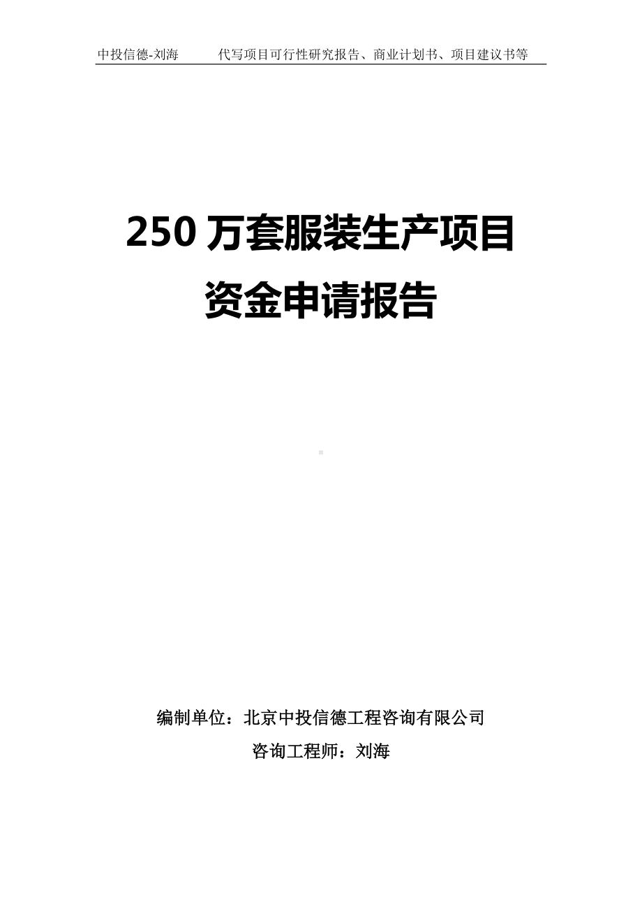 250万套服装生产项目资金申请报告写作模板.doc_第1页