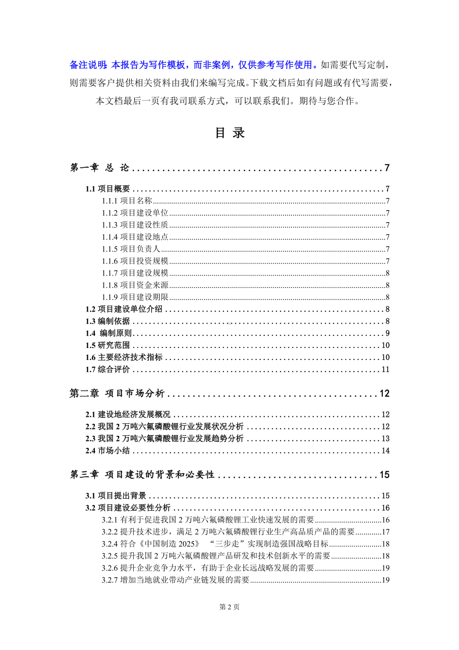 2万吨六氟磷酸锂项目资金申请报告模板定制代写.doc_第2页