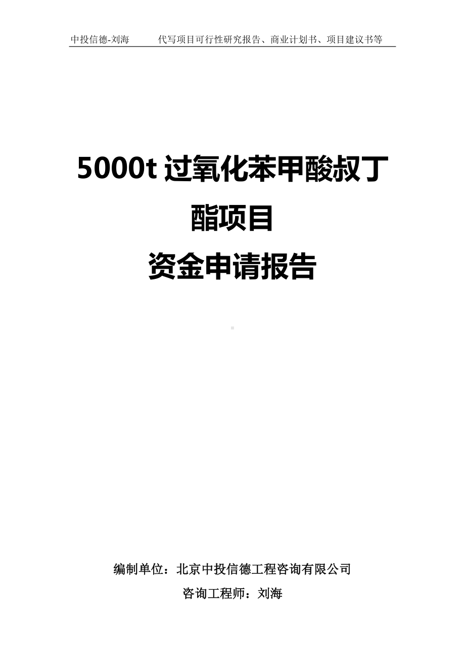 5000t过氧化苯甲酸叔丁酯项目资金申请报告写作模板.doc_第1页