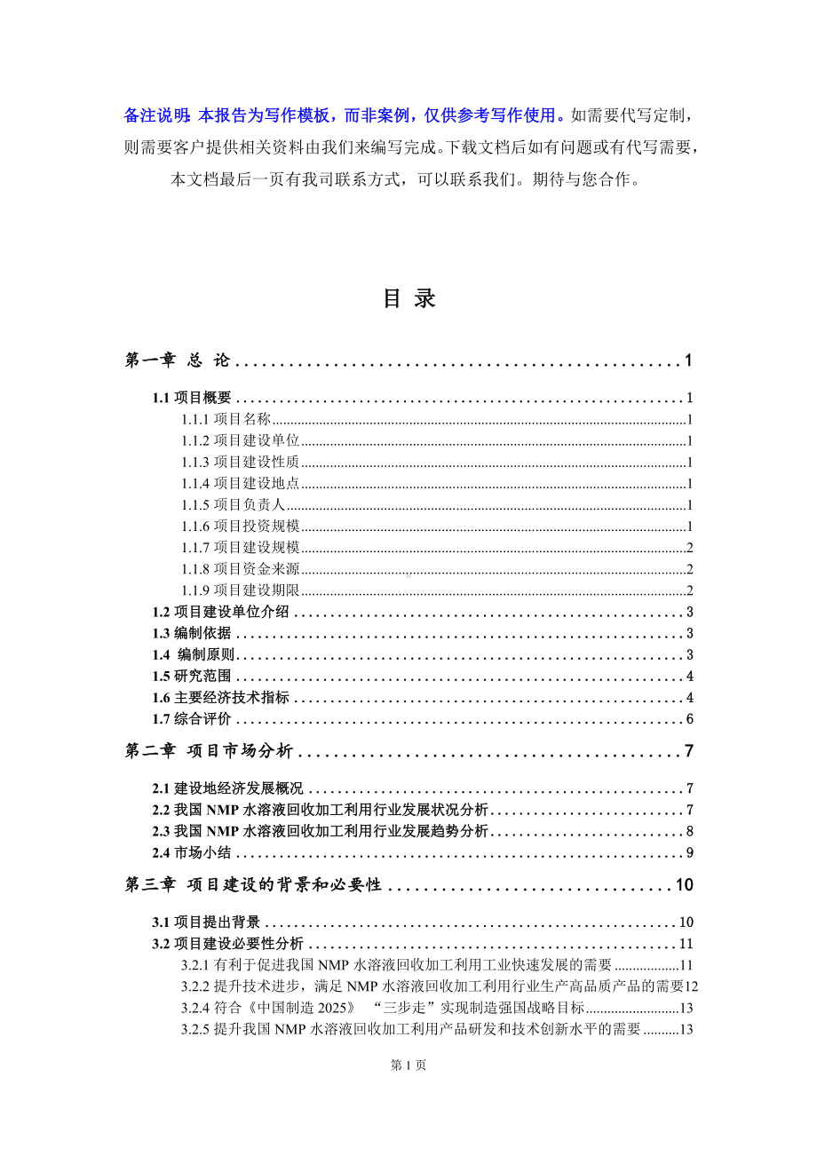 NMP水溶液回收加工利用项目资金申请报告写作模板.doc_第2页