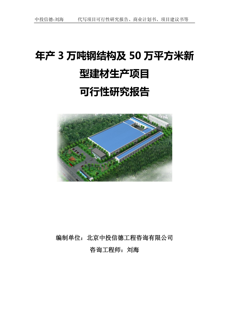 年产3万吨钢结构及50万平方米新型建材生产项目可行性研究报告写作模板.doc_第1页