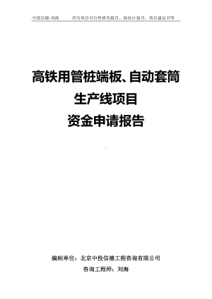 高铁用管桩端板、自动套筒生产线项目资金申请报告写作模板.doc