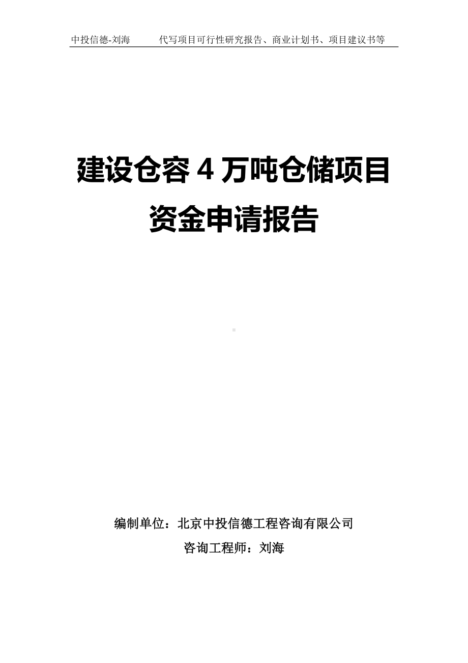 建设仓容4万吨仓储项目资金申请报告写作模板.doc_第1页