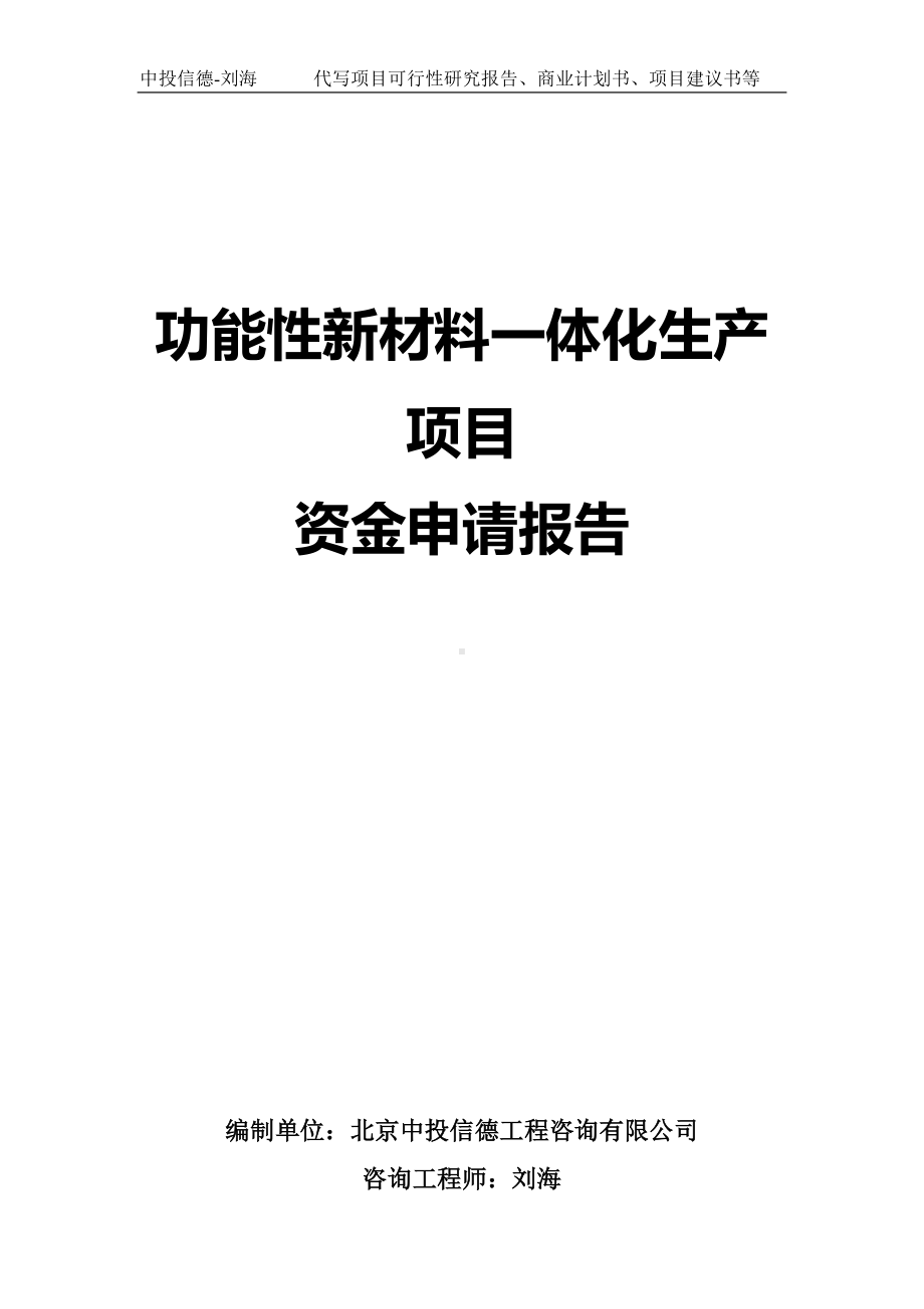 功能性新材料一体化生产项目资金申请报告写作模板.doc_第1页